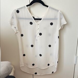 Loft White Polka Dot Blouse